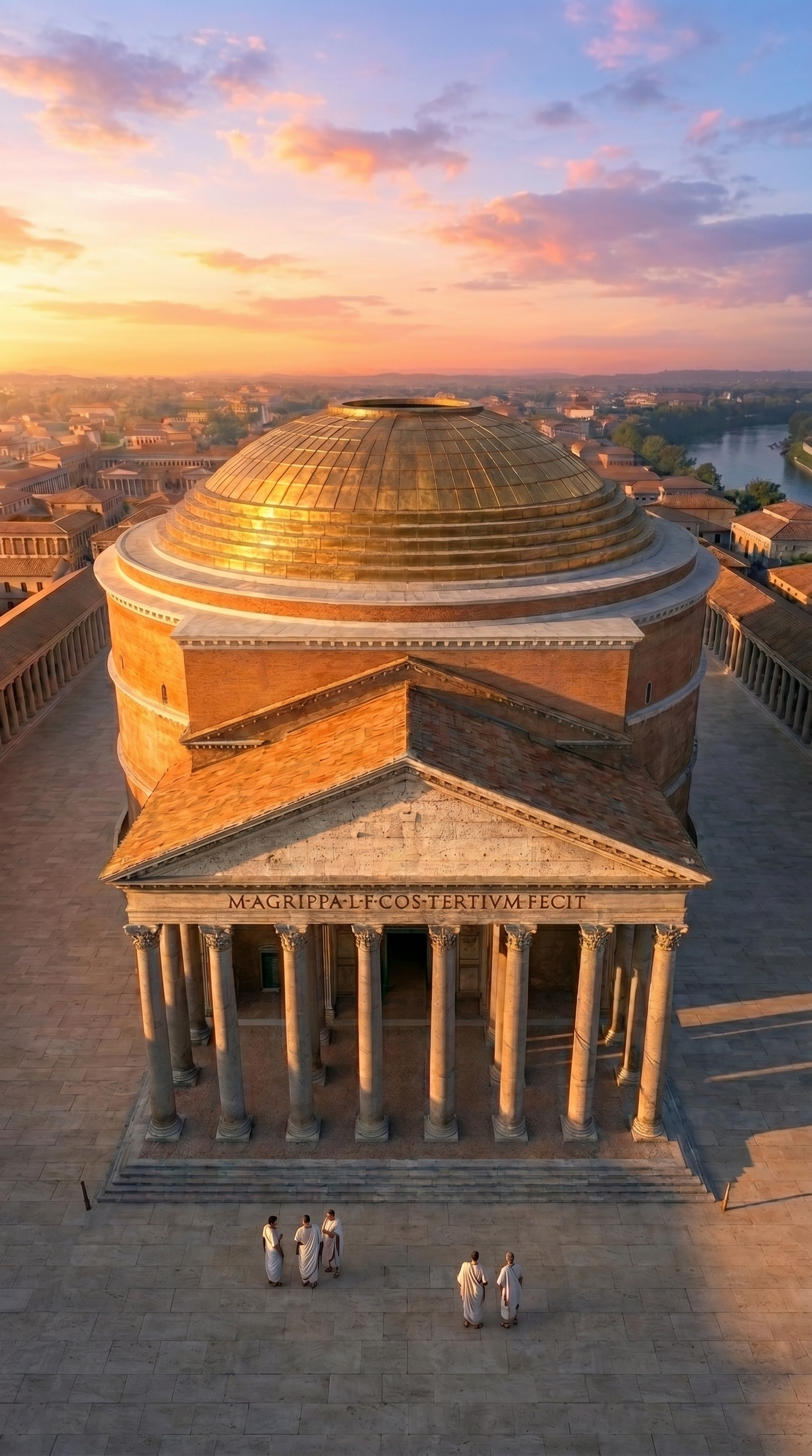Pantheon Rome golden dome at sunset