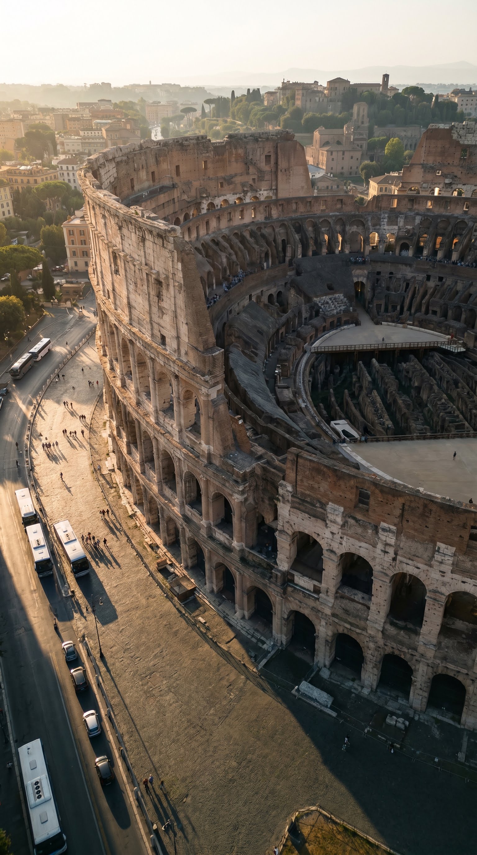 Colosseum aerial drone view